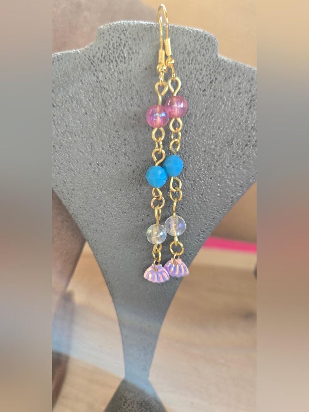 OIER000001 | Tropical Mermaid Tail Beaded Dangle Earrings